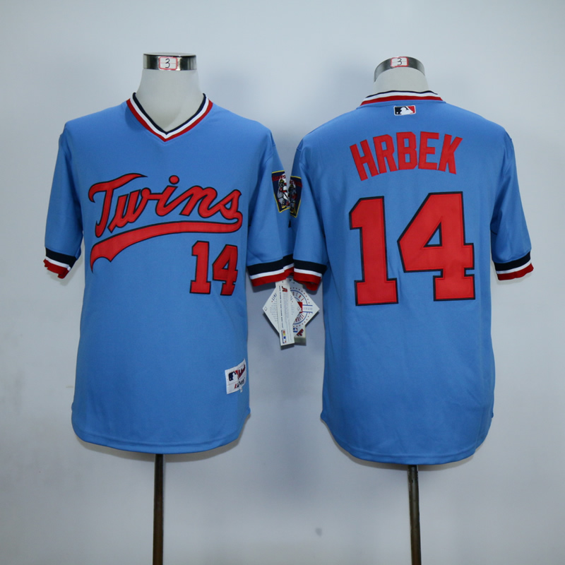 Men Minnesota Twins #14 Hrbek Blue Throwback MLB Jerseys->minnesota twins->MLB Jersey